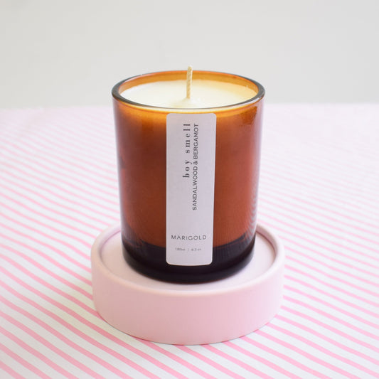 180ml Personalised Boy Smell Wellbeing  Sandalwood and Bergamot Scented Candle