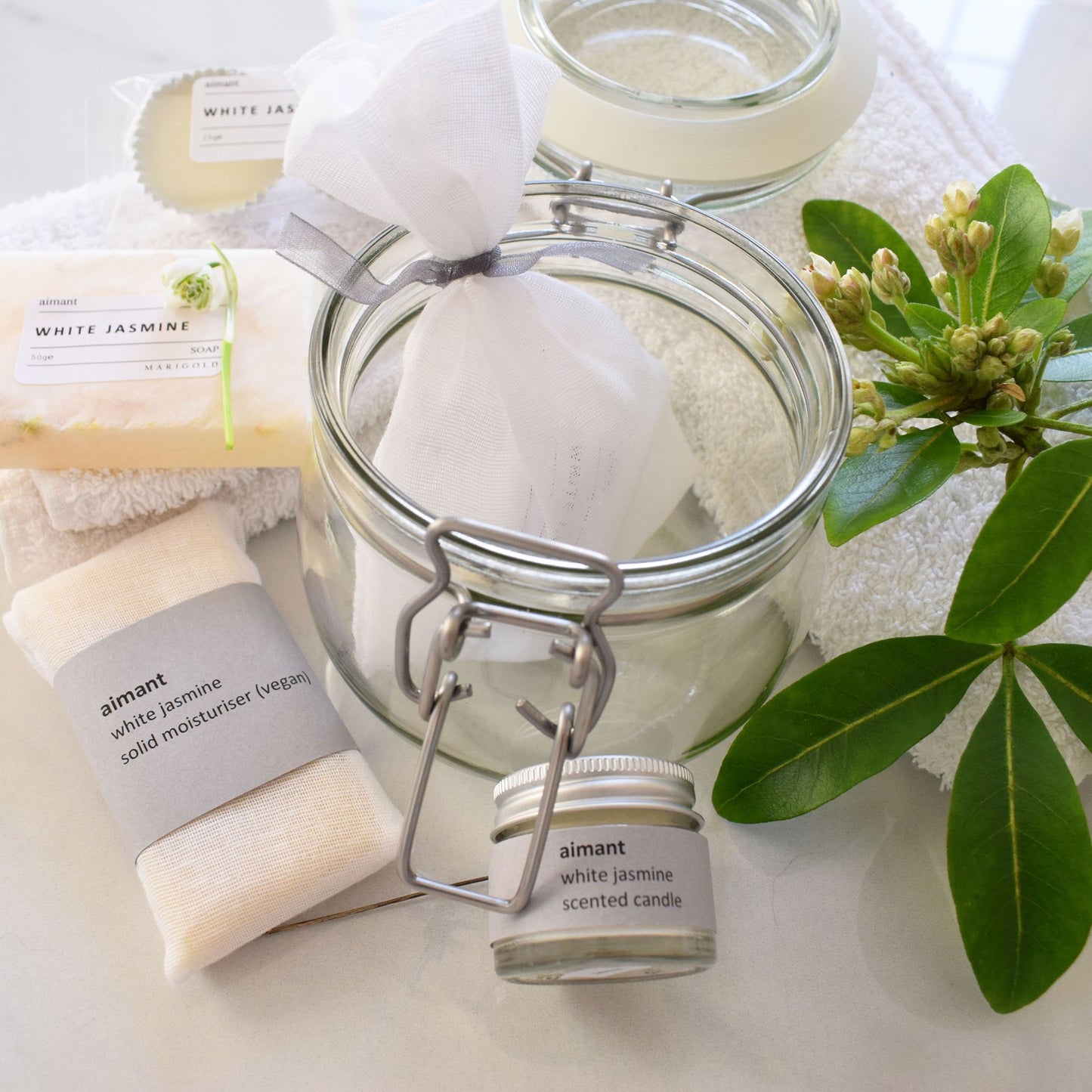 Marigold Charms Vegan Spa in a Jar Gift Collection open jar
