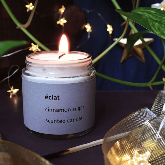 120 ml Éclat Cinnamon Sugar Scented Candle lit