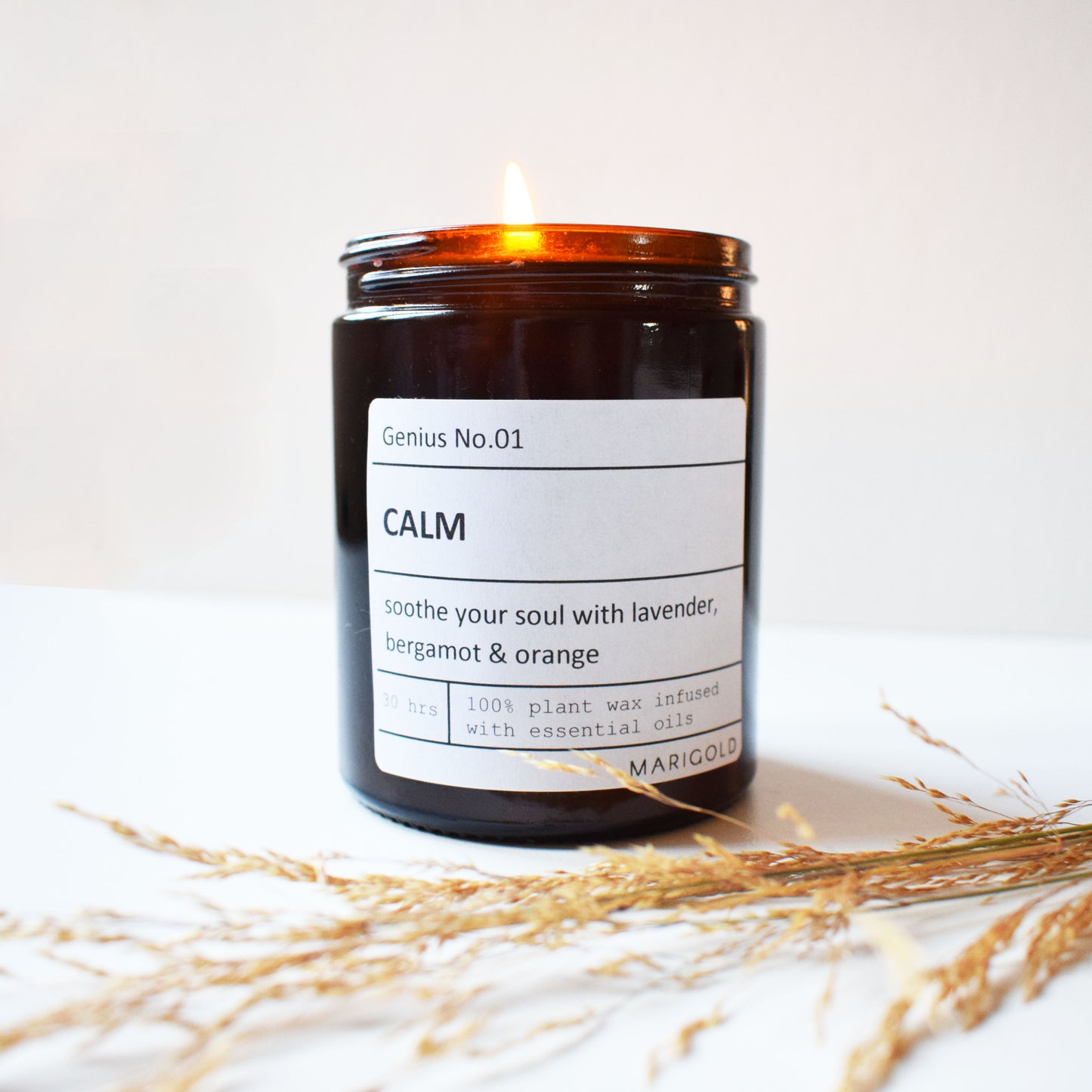 180ml Personalised 'Calm' Wellbeing Scented Candle lit