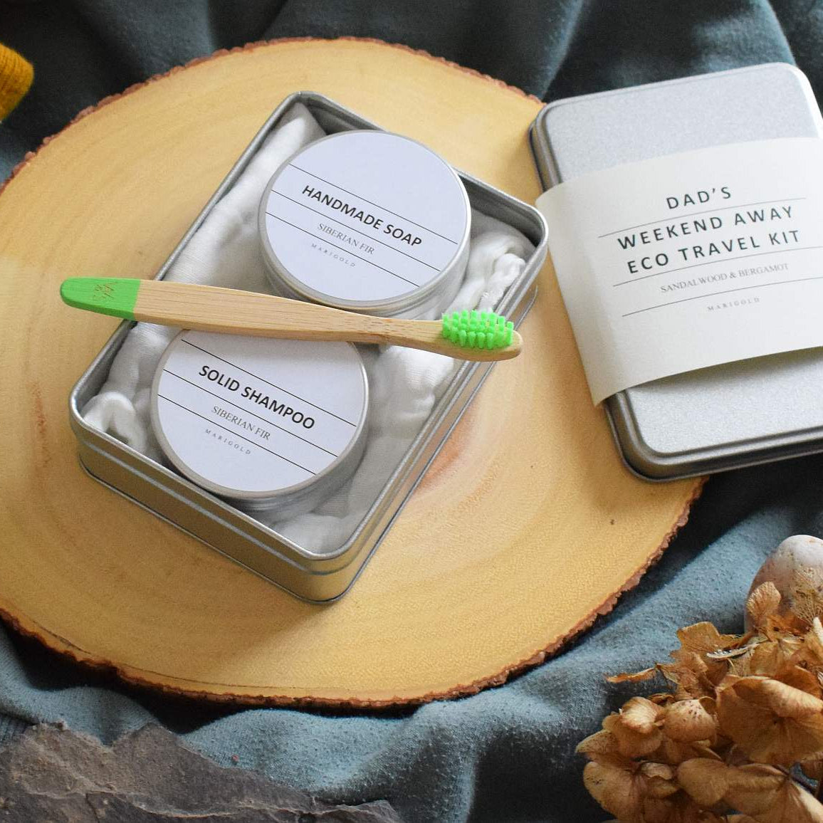 Marigold Charms Weekend Away Eco Travel Kit open tin