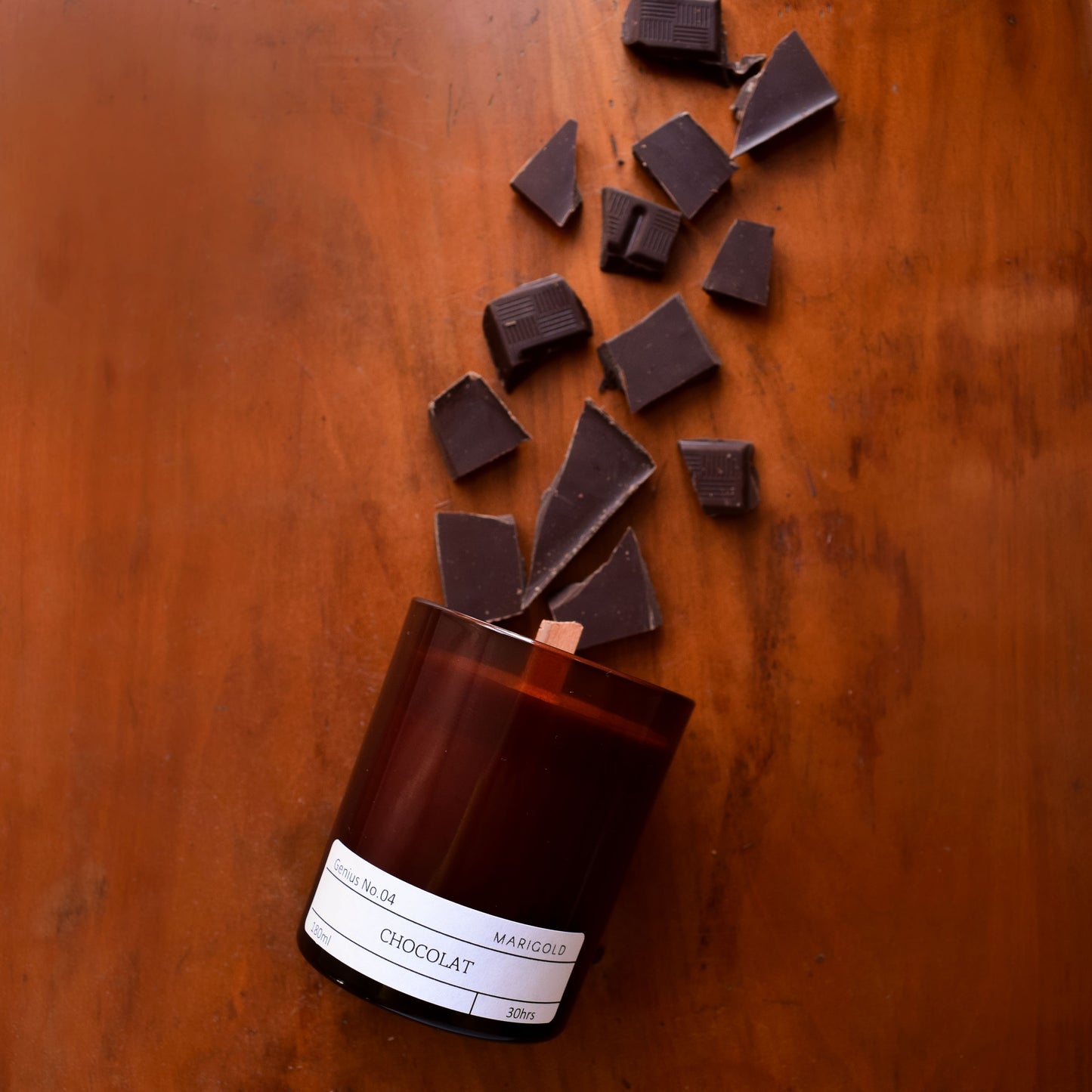 Chocolate Scented Eco Soy Wax Candle with chocolate
