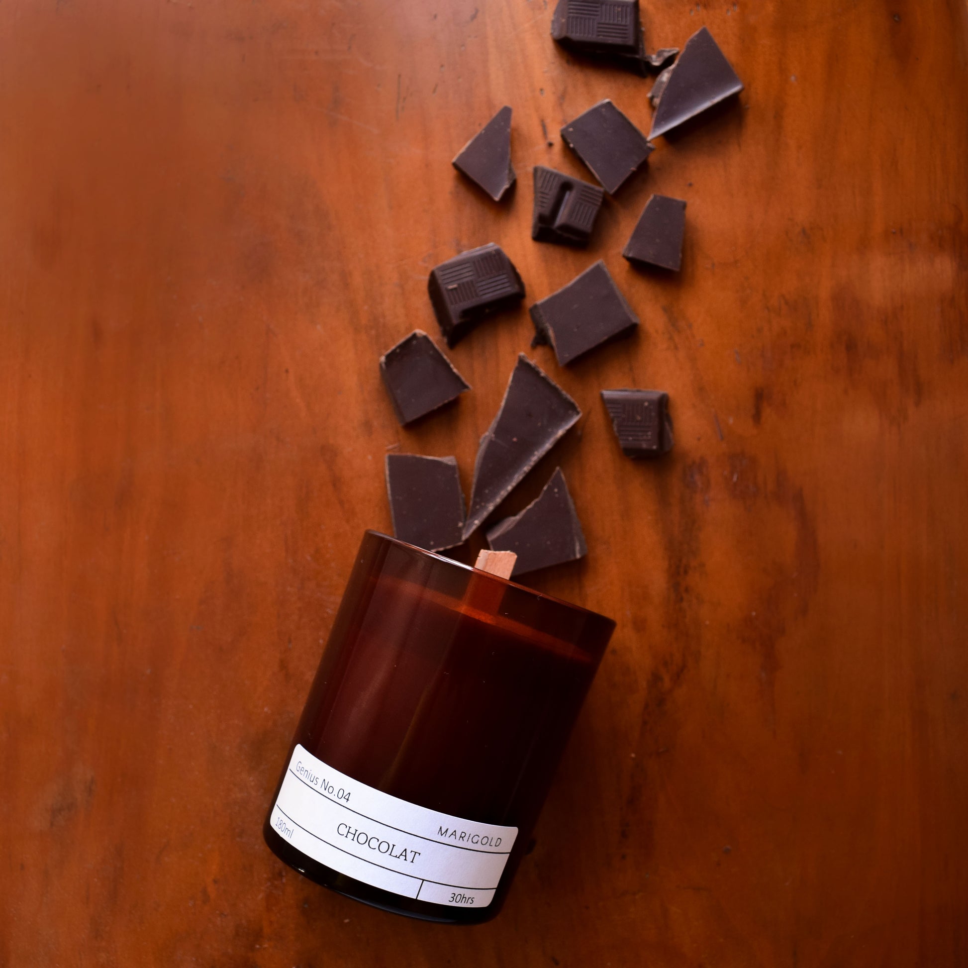 Chocolate Scented Eco Soy Wax Candle with chocolate