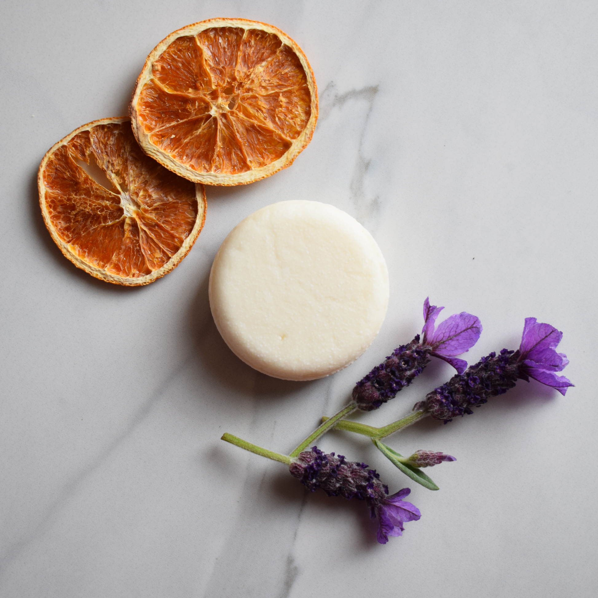 Lavender, Ylang Ylang and Sweet Orange Solid Shampoo Bar naked