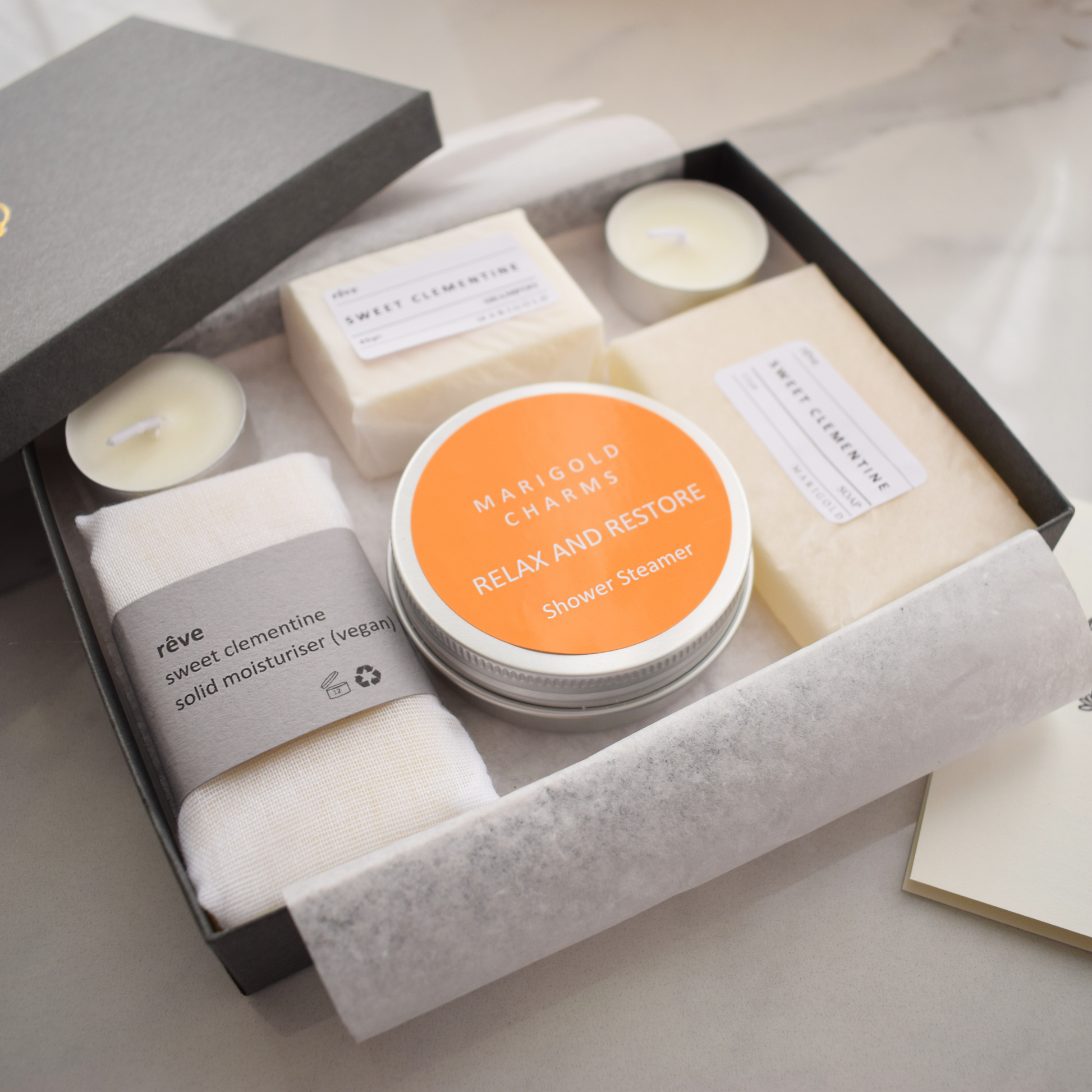 Vegan Organic  Sweet Clementine Letterbox Shower Spa Gift Colllection