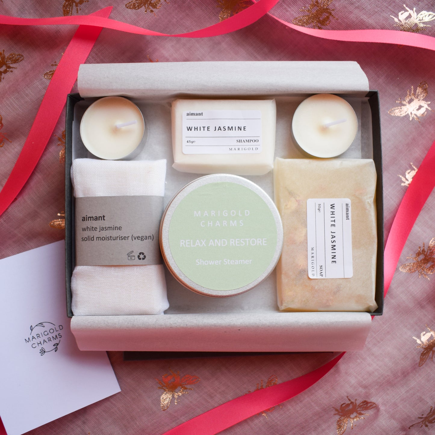 Vegan Organic Letterbox Shower Spa Gift Collection White Jasmine open box