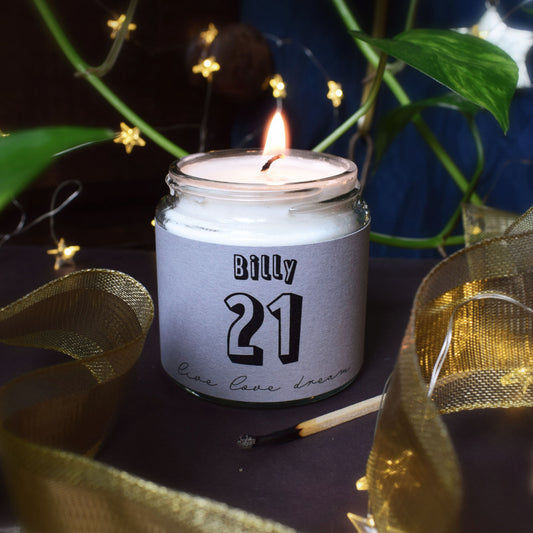 Personalised 21st Birthday Charm Soy Wax Sustainable Candle
