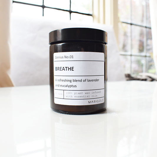 180ml Personalised Lavender & Eucalyptus Soy Wax 'Breathe' Wellbeing Scented Candle