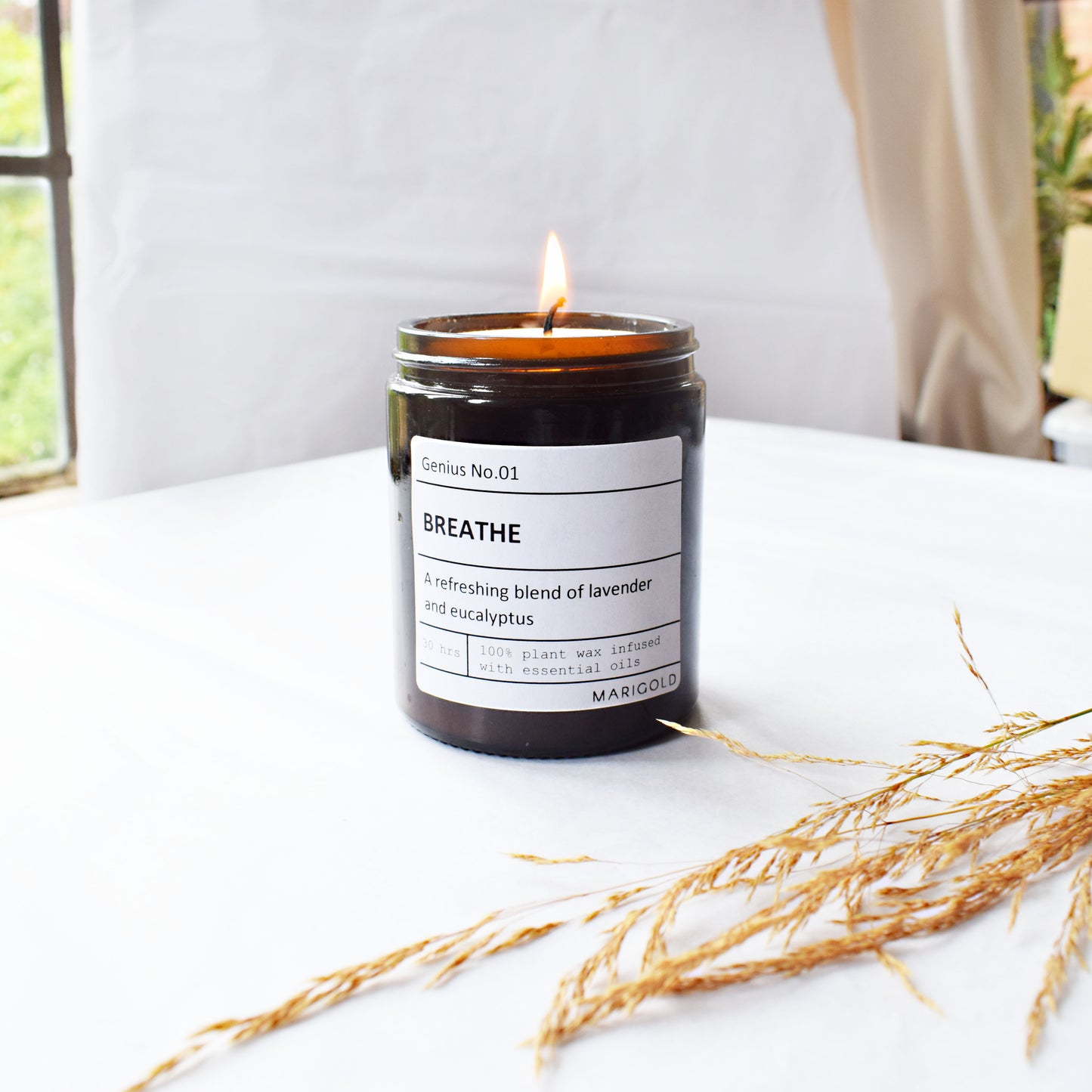 180ml Personalised Lavender & Eucalyptus Soy Wax 'Breathe' Wellbeing Scented Candle