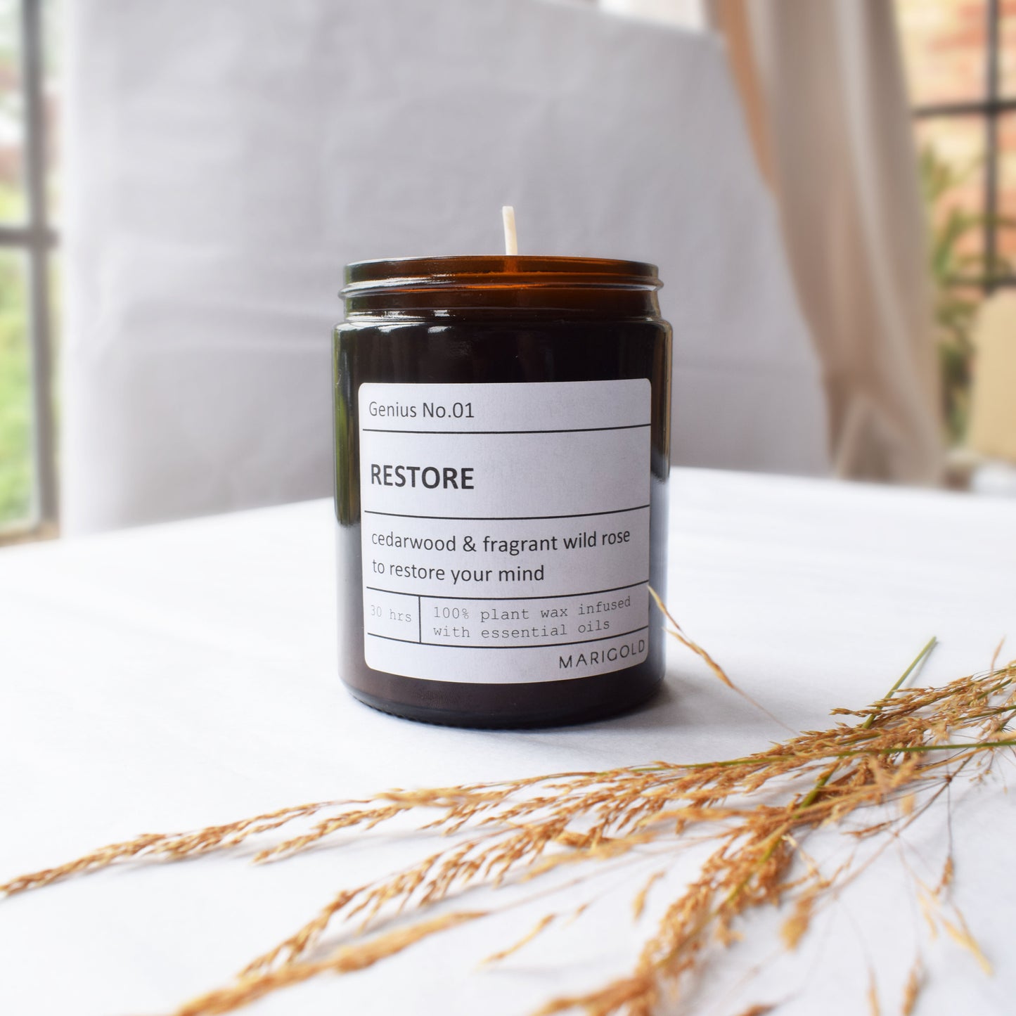 180ml Personalised 'Restore' Wellbeing Scented Candle open