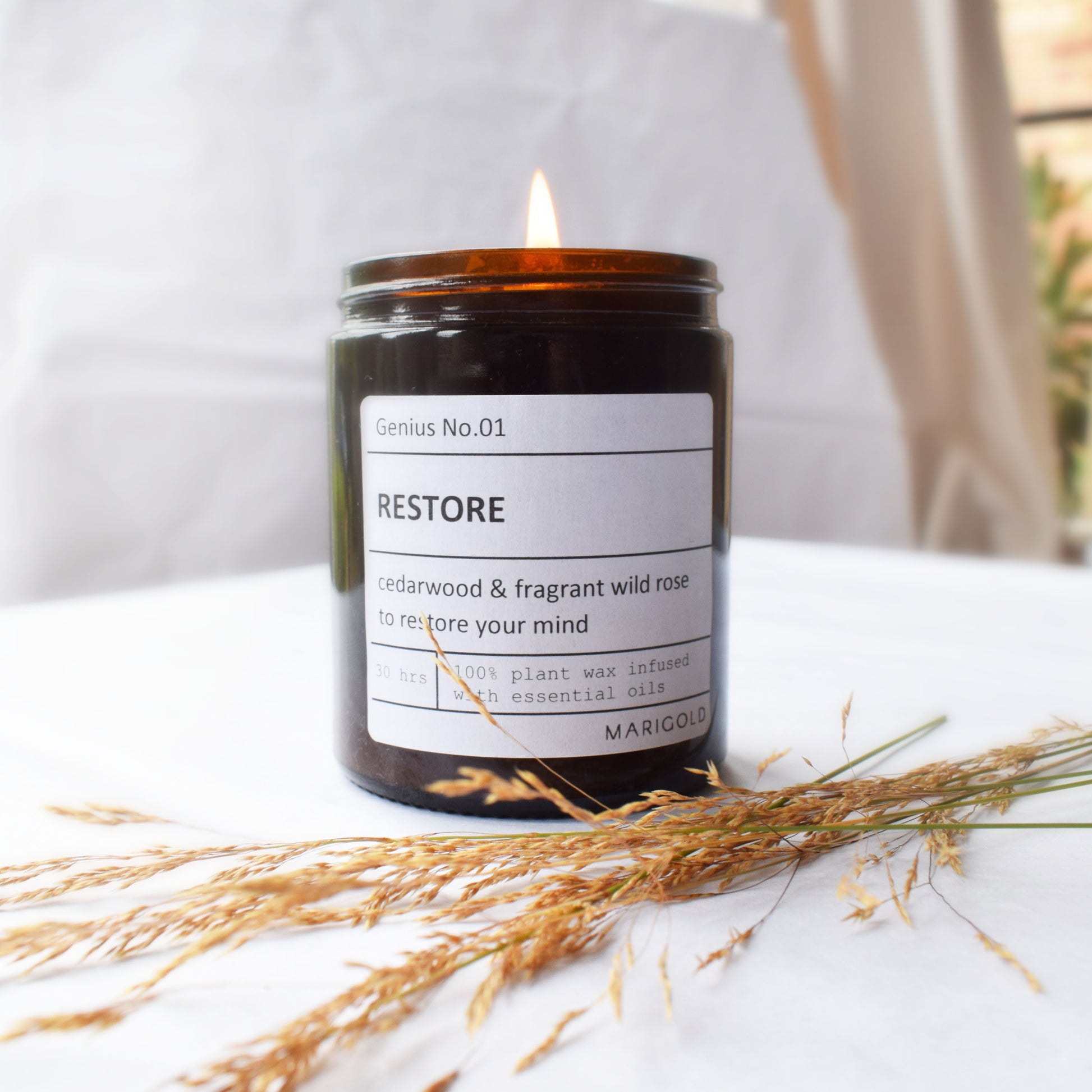 180ml Personalised 'Restore' Wellbeing Scented Candle lit