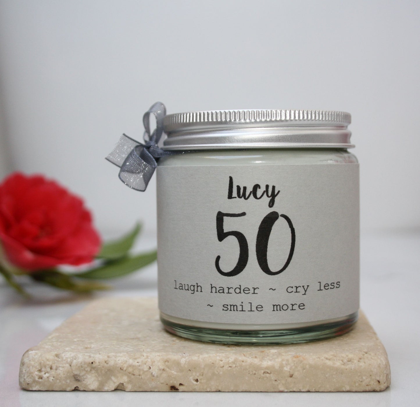 50th Birthday Scented Candle with metal lid