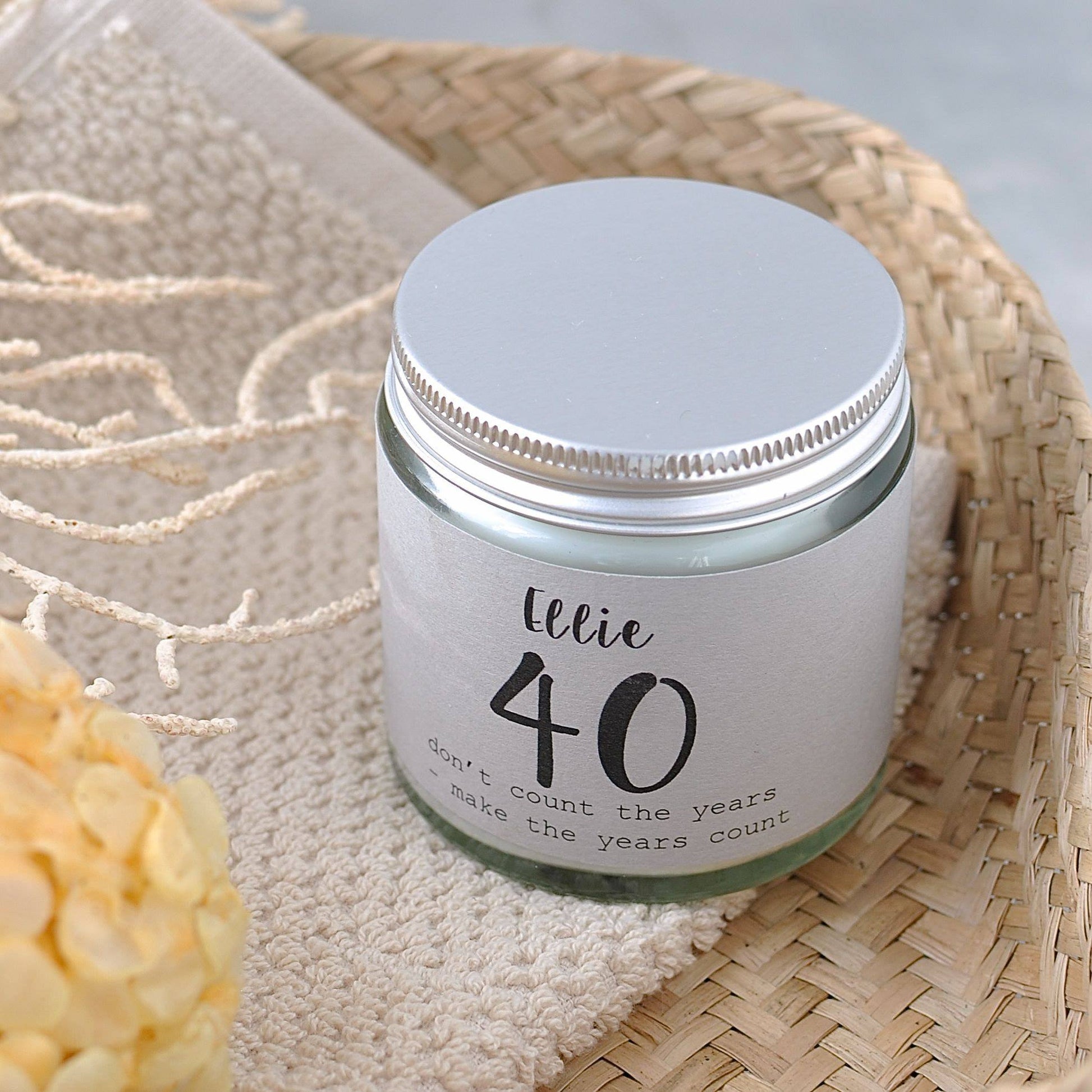 40th Birthday Scented Candle with metal lid